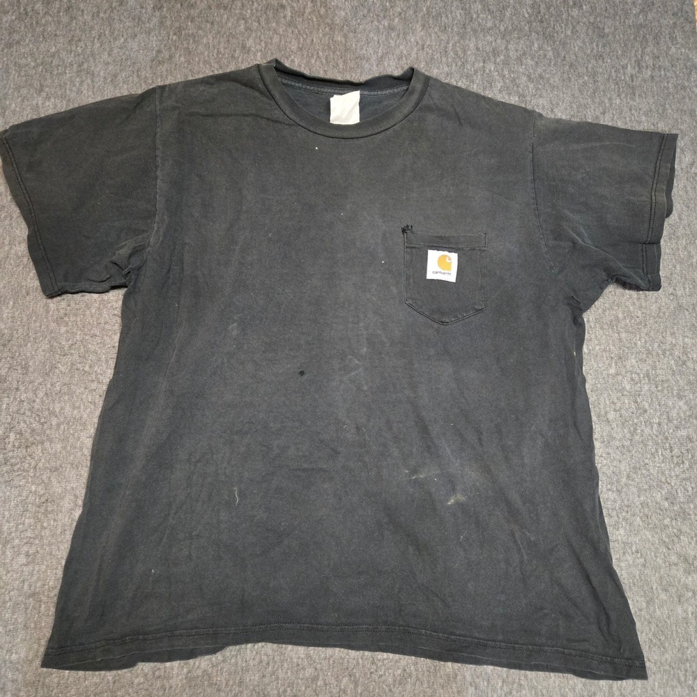 Vintage Carhartt Pocket T-Shirt Mens XL Black Distressed Short Sleeve Workwear